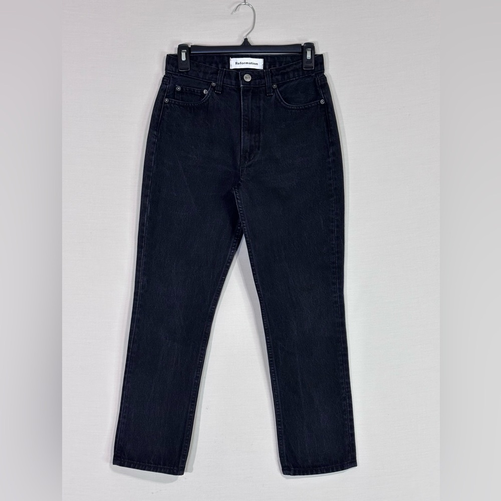 Reformation Julia Crop High Rise Cigarette Jeans Dark Wash Chic